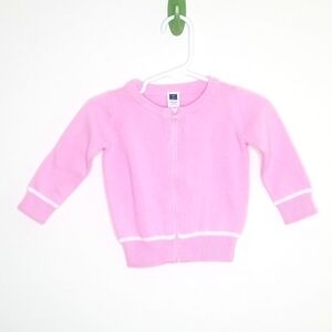 Janie and Jack Pink Zip Cotton Sweater Cardigan 6-12m